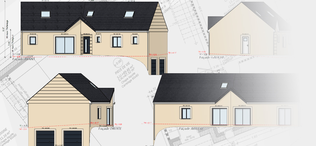 Plan de maison individuelle de l'avant-projet au permis de construire