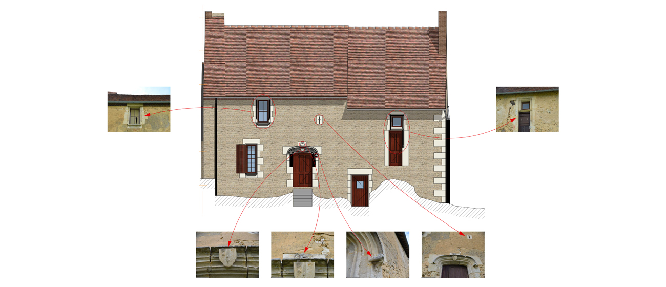 Plan fidèle des façades d'une maison avant rénovation