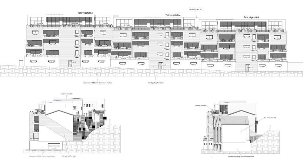 Plan des façades d'un immeuble en phase d'avant-projet